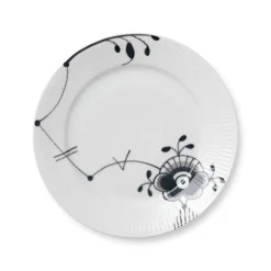 Sort Mega Riflet|Frokost Tallerkener*Royal Copenhagen Sort Mega Riflet tallerken, 22 cm
