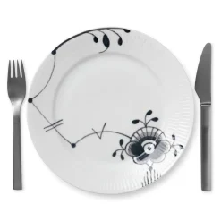 Sort Mega Riflet|Frokost Tallerkener*Royal Copenhagen Sort Mega Riflet tallerken, 22 cm