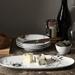 Sort Mega Riflet|Desserttallerkener*Royal Copenhagen Sort Mega Riflet tallerken, decoration 2, 19 cm