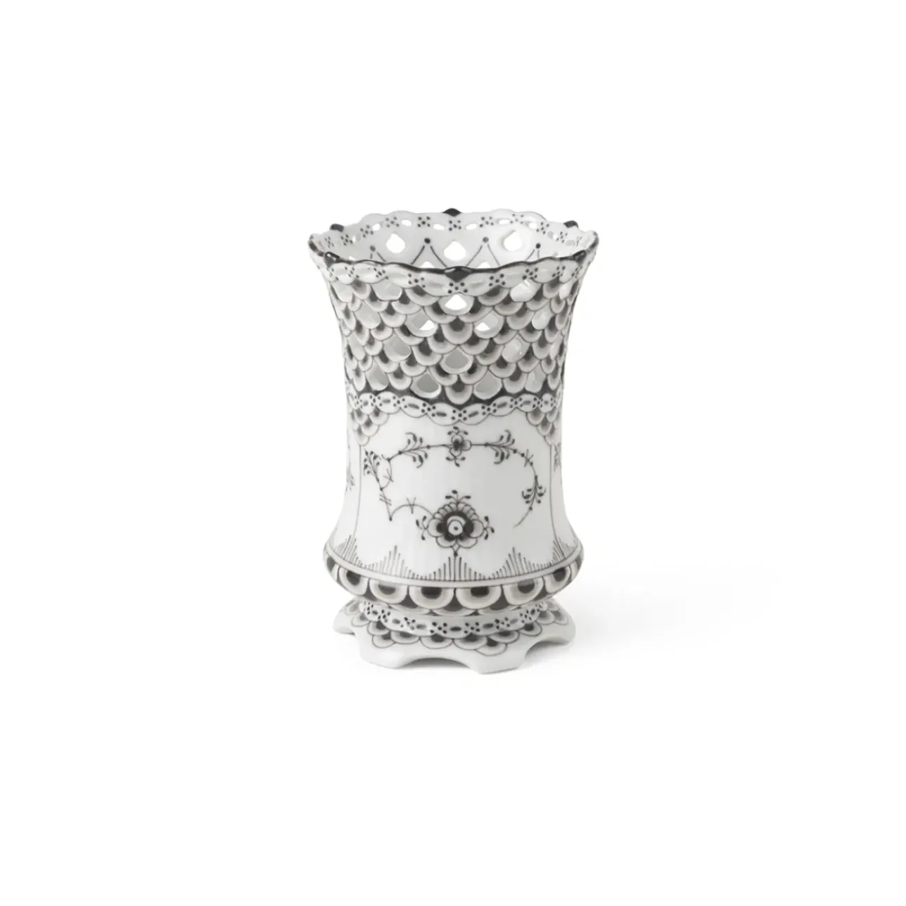 Eksklusive Steldele|Sort Musselmalet Helblonde*Royal Copenhagen Sort Musselmalet Helblonde vase, 11 cm