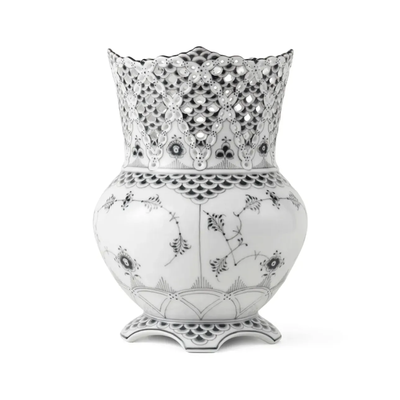Eksklusive Steldele|Sort Musselmalet Helblonde*Royal Copenhagen Sort Musselmalet Helblonde vase, 22 cm