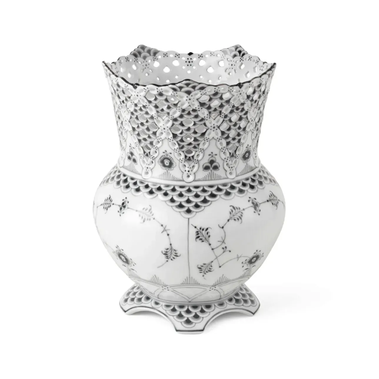 Eksklusive Steldele|Sort Musselmalet Helblonde*Royal Copenhagen Sort Musselmalet Helblonde vase, 22 cm