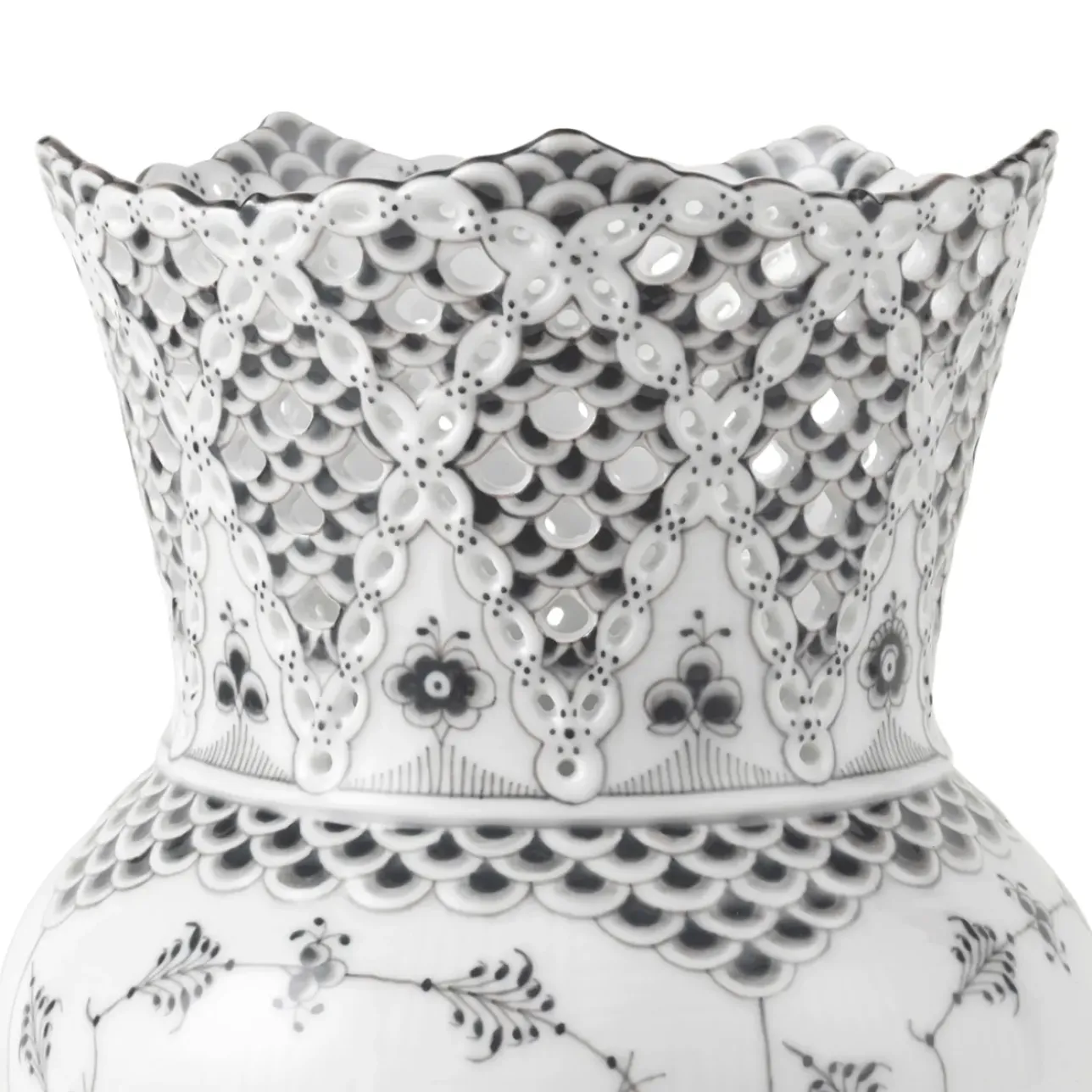 Eksklusive Steldele|Sort Musselmalet Helblonde*Royal Copenhagen Sort Musselmalet Helblonde vase, 22 cm