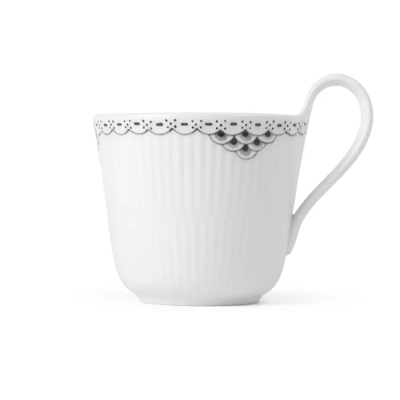 Sort Riflet Blonde|Kaffekopper*Royal Copenhagen Sort Riflet Blonde højhankskop, 33 cl