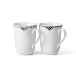 Sort Riflet Blonde|Kaffekopper*Royal Copenhagen kop, 36 cl, 2 stk. Sort Riflet Blonde