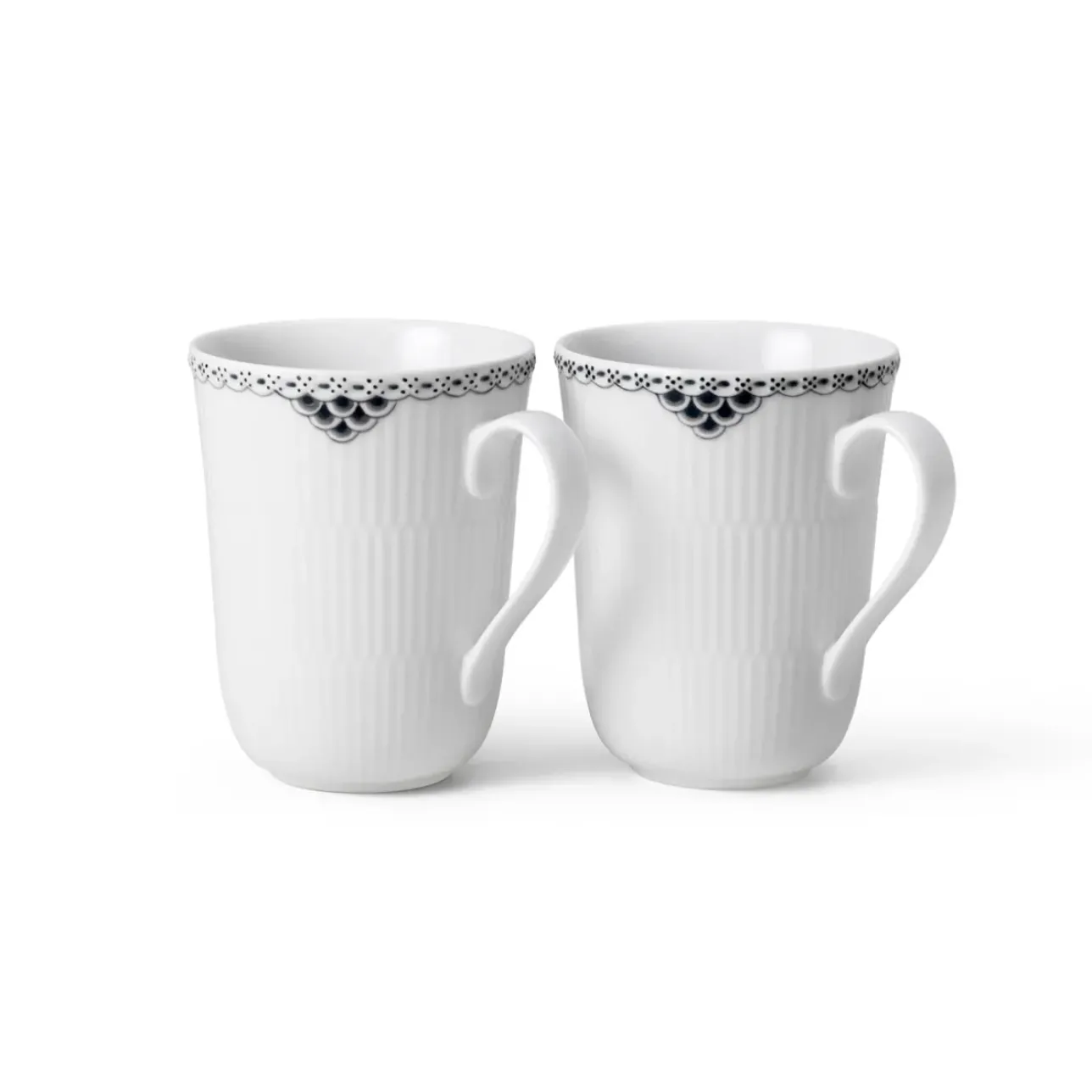 Sort Riflet Blonde|Kaffekopper*Royal Copenhagen kop, 36 cl, 2 stk. Sort Riflet Blonde