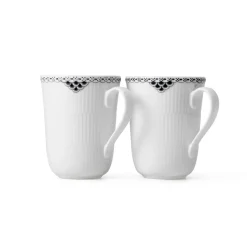 Sort Riflet Blonde|Kaffekopper*Royal Copenhagen kop, 36 cl, 2 stk. Sort Riflet Blonde