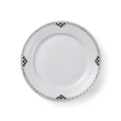 Sort Riflet Blonde|Frokost Tallerkener*Royal Copenhagen Sort Riflet Blonde tallerken, 22 cm