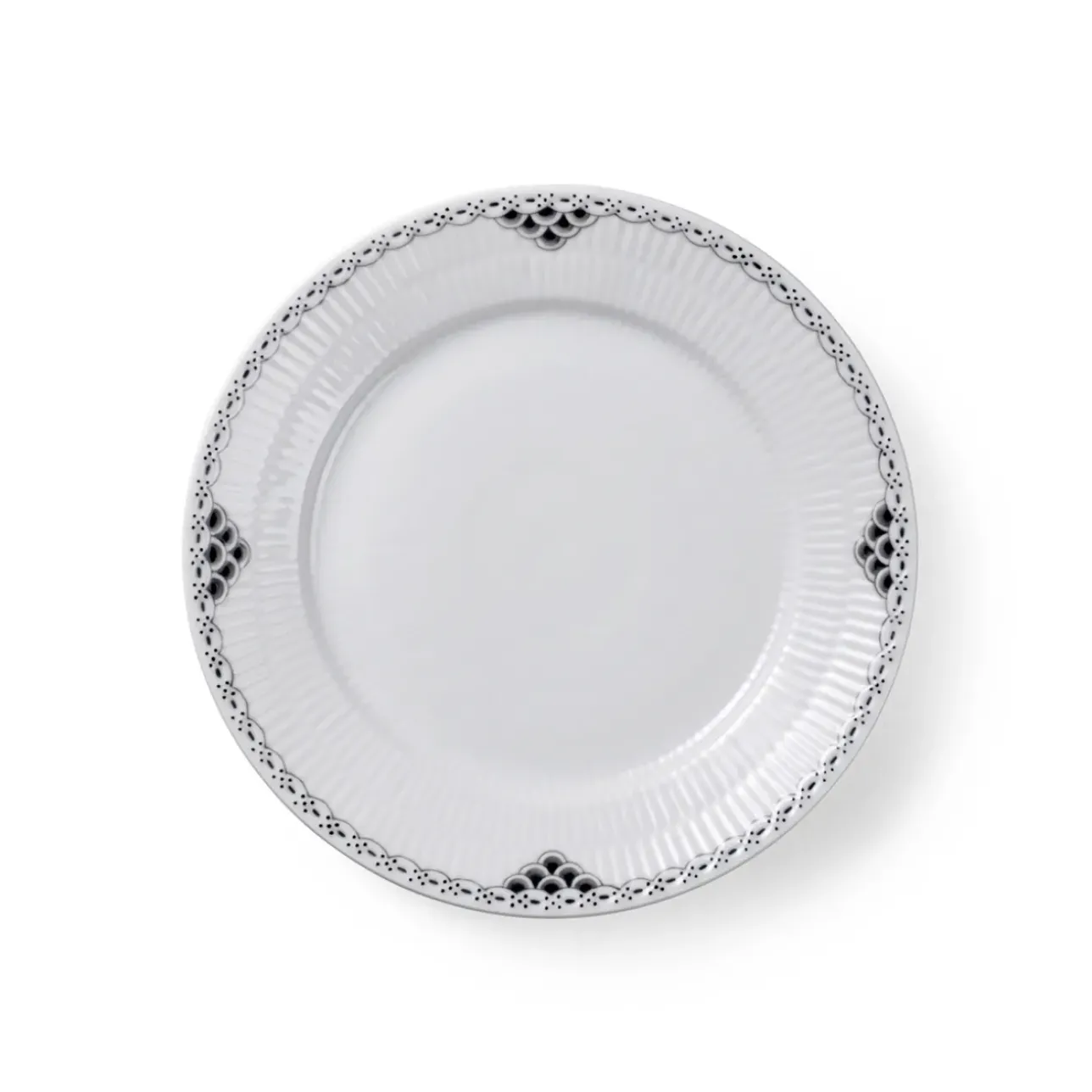 Sort Riflet Blonde|Frokost Tallerkener*Royal Copenhagen Sort Riflet Blonde tallerken, 22 cm