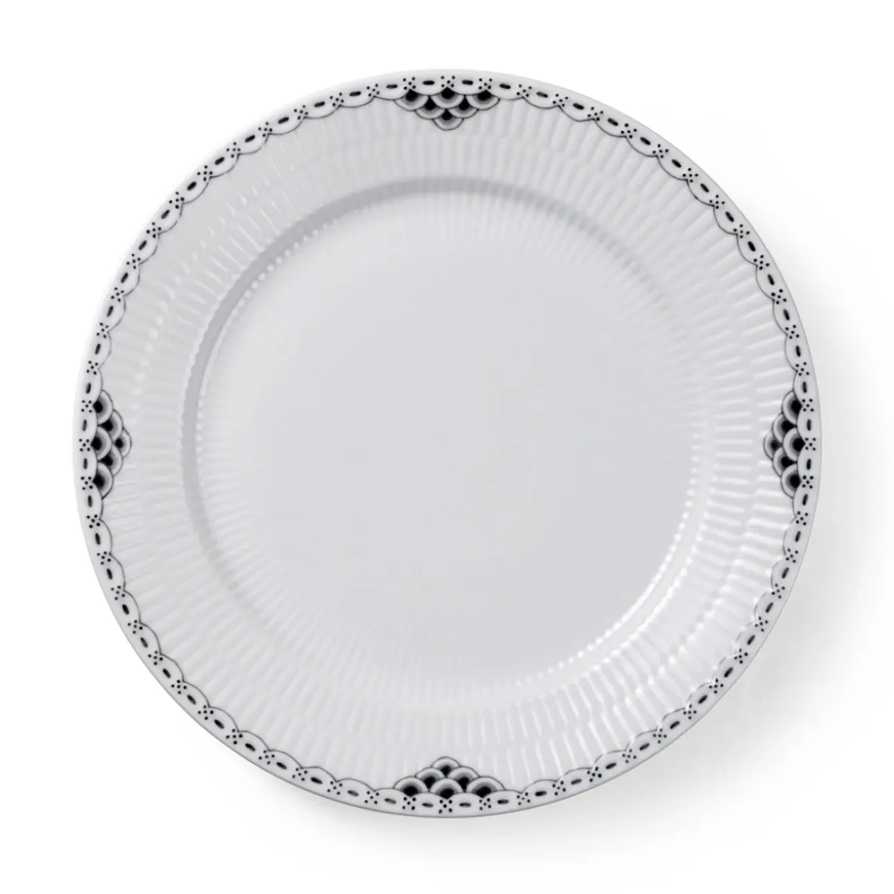 Sort Riflet Blonde|Middagstallerkener*Royal Copenhagen Sort Riflet Blonde tallerken, 27 cm