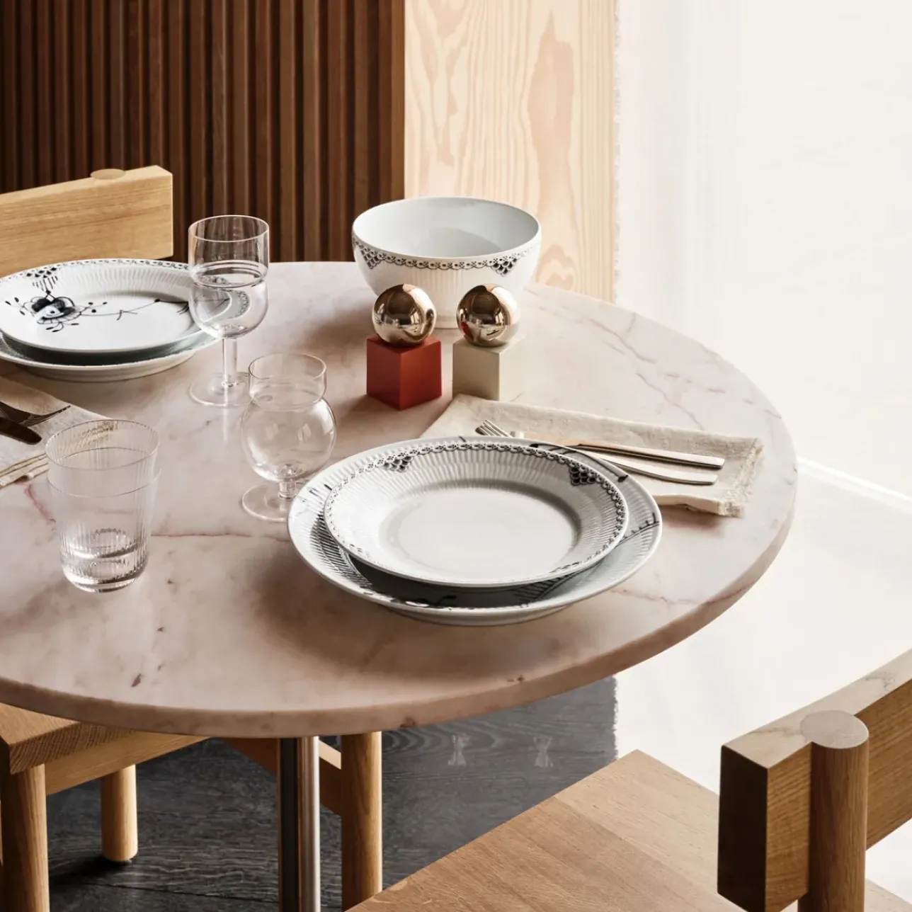 Sort Riflet Blonde|Middagstallerkener*Royal Copenhagen Sort Riflet Blonde tallerken, 27 cm