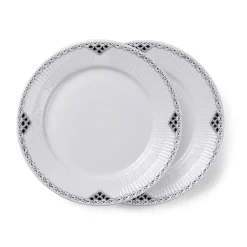 Sort Riflet Blonde|Middagstallerkener*Royal Copenhagen Sort Riflet Blonde tallerken, 22 cm, 2 stk.