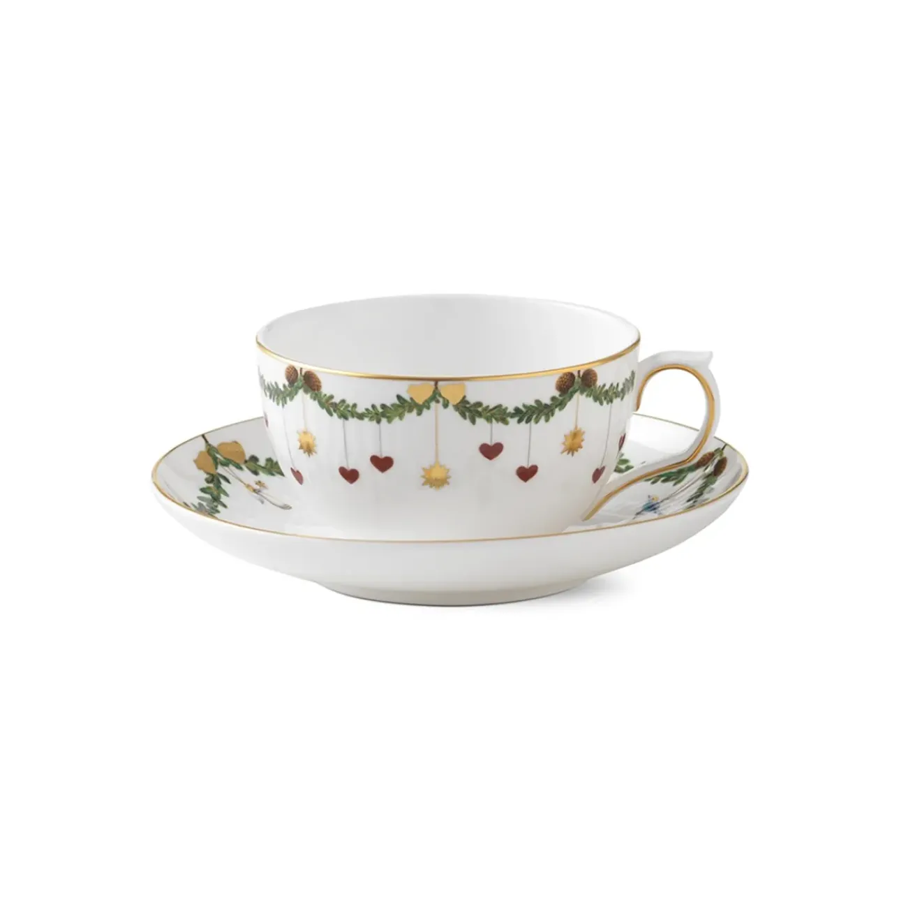 Stjerne Riflet Jul|Kaffekopper*Royal Copenhagen Stjerne Riflet Jul kop og underkop, 32 cl