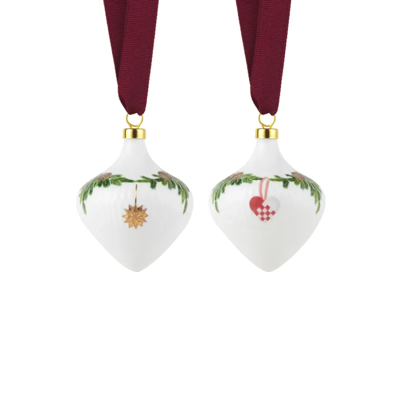 Stjerne Riflet Jul|Julepynt*Royal Copenhagen Stjerne Riflet Jul ornament, 8,5 cm, 2 stk.